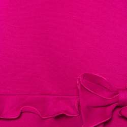 Pre Owned RED Valentino Pink Stretch Knit Ruffle Trimmed Bow Detailed Short Dress M