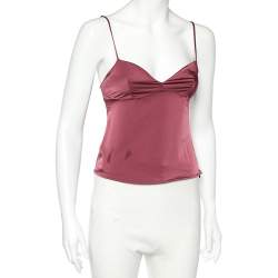 Pre Owned RED Valentino Onion Pink Silk Sateen Cami Crop Top M