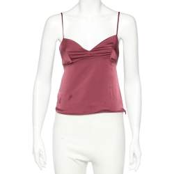 Pre Owned RED Valentino Onion Pink Silk Sateen Cami Crop Top M