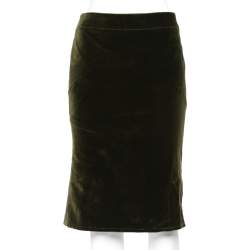 Pre Owned RED Valentino Green Velvet Pleated Hem Detail Skirt M