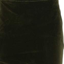 Pre Owned RED Valentino Green Velvet Pleated Hem Detail Skirt M