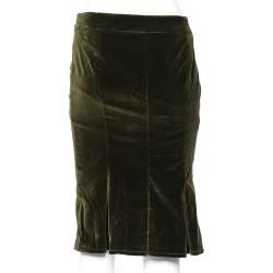 Pre Owned RED Valentino Green Velvet Pleated Hem Detail Skirt M