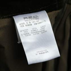 Pre Owned RED Valentino Green Velvet Pleated Hem Detail Skirt M