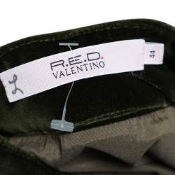 Pre Owned RED Valentino Green Velvet Pleated Hem Detail Skirt M