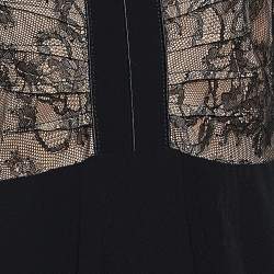 RED Valentino Black Lace & Crepe Paneled Midi Dress L