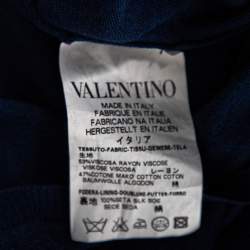Red Valentino Navy Blue Knit & Chiffon Inset Detailed Long Sleeve Cardigan L