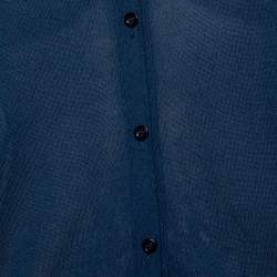 Red Valentino Navy Blue Knit & Chiffon Inset Detailed Long Sleeve Cardigan L
