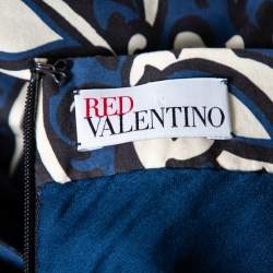 Pre Owned RED Valentino Blue Bandana Print Cotton Wrap Detail Midi Skirt M