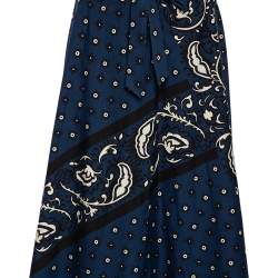 Pre Owned RED Valentino Blue Bandana Print Cotton Wrap Detail Midi Skirt M
