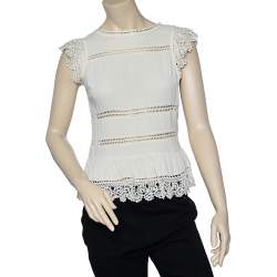 RED Valentino Cream Silk & Lace Top S