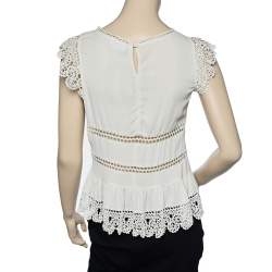RED Valentino Cream Silk & Lace Top S