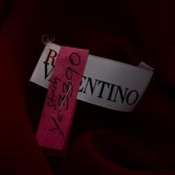 Pre Owned RED Valentino Red Silk Gathered Detail Long Sleeve Blouse M