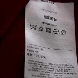 Pre Owned RED Valentino Red Silk Gathered Detail Long Sleeve Blouse M