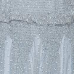 Pre Owned RED Valentino Pale Blue Ruched Tulle Sleeveless Maxi Dress L