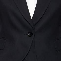 Pre Owned RED Valentino Black Crepe Ruffled Hem Blazer S