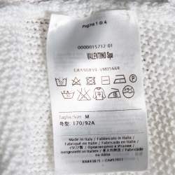 RED Valentino White Cotton Knit Floral Appliqued Long Sleeve Jumper M
