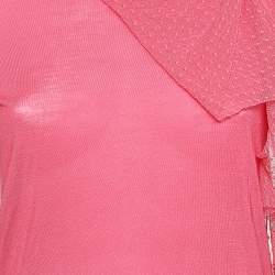 Pre Owned RED Valentino Pink Modal Knit Bow Detail T-shirt L