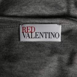 Pre Owned RED Valentino Grey Cotton & Lace Trimmed Pocket Detailed Top M