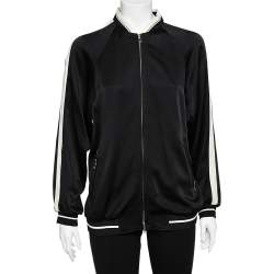 RED Valentino Black Satin Crepe Eagle Embroidered Bomber Jacket M