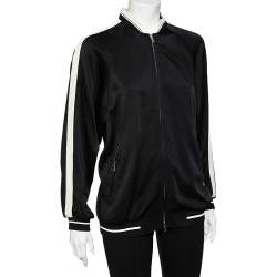 RED Valentino Black Satin Crepe Eagle Embroidered Bomber Jacket M