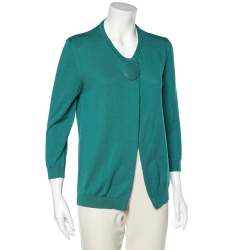 RED Valentino Green Cotton Knit Single Button Cardigan XL