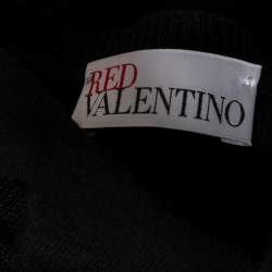 Pre Owned RED Valentino Black Wool Bow And Scalloped Detail Top L