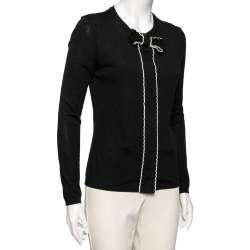 Pre Owned RED Valentino Black Wool Bow And Scalloped Detail Top L