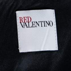 Pre Owned RED Valentino Navy Blue Stretch Wool Ruffle Detail Midi Dress L