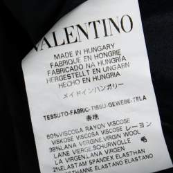 Pre Owned RED Valentino Navy Blue Stretch Wool Ruffle Detail Midi Dress L