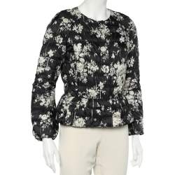 RED Valentino Black Printed Synthetic Quilted Jacket S