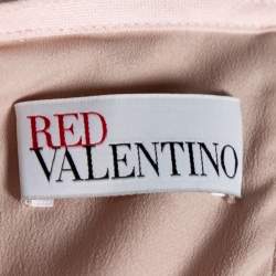 Pre Owned RED Valentino Pink Synthetic Lace Paneled Tiered Tulle Skirt Dress M