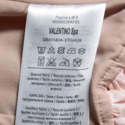 Pre Owned RED Valentino Pink Synthetic Lace Paneled Tiered Tulle Skirt Dress M