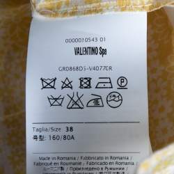 Pre Owned Red Valentino Yellow Floral Printed Cotton Ruffle Trimmed Mini Dress S