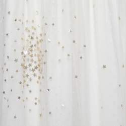 Pre Owned RED Valentino Off White Embellished Tulle Overlay Maxi Skirt M