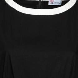Pre Owned RED Valentino Black Cotton Contrast Trimmed Sleeveless Dress M