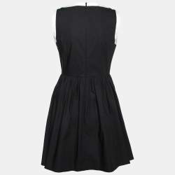 Pre Owned RED Valentino Black Cotton Contrast Trimmed Sleeveless Dress M