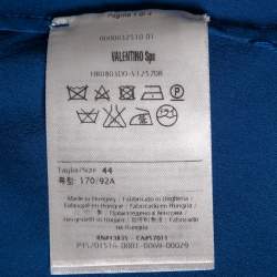 Pre Owned RED Valentino Blue Silk Pleated Front and Ruffle Trim Top M