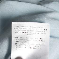 Pre Owned RED Valentino Blue Silk Ruffle Trim and Pleated Front Long Sleeve Blouse S