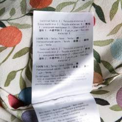 Pre Owned RED Valentino Cream and Green Printed Crepe Bow Tie Neck Button Front Blouse S