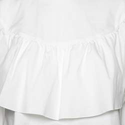 Pre Owned RED Valentino White Cotton Ruffle Cape Blouse S