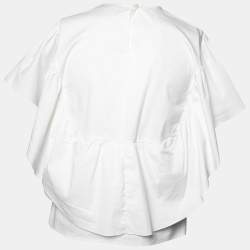 Pre Owned RED Valentino White Cotton Ruffle Cape Blouse S
