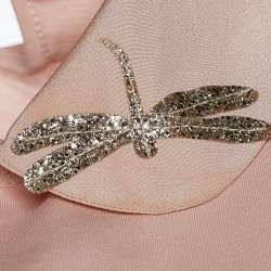 RED Valentino Pink Cotton Dragonfly Embellished Collar Detail T-Shirt S