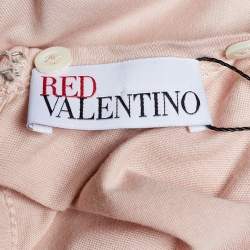 RED Valentino Pink Cotton Dragonfly Embellished Collar Detail T-Shirt S