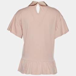 RED Valentino Pink Cotton Dragonfly Embellished Collar Detail T-Shirt S