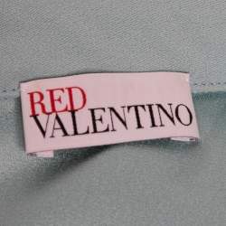 Pre Owned RED Valentino Blue Crepe Embellished Collar Detail Short Sleeve Dress S