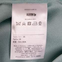 Pre Owned RED Valentino Blue Crepe Embellished Collar Detail Short Sleeve Dress S