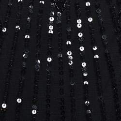 RED Valentino Black Tulle Sequin Embellished Scalloped Sleeveless Dress M