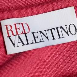 Pre Owned RED Valentino Pink Stretch Knit Tulle Inlay Paneled Dress L