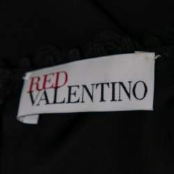 Pre Owned RED Valentino Black Crepe Lace Detail Ruffle Hem Dress XS