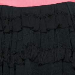 Pre Owned RED Valentino Black Cotton Ruffle Tiered Mini Dress M